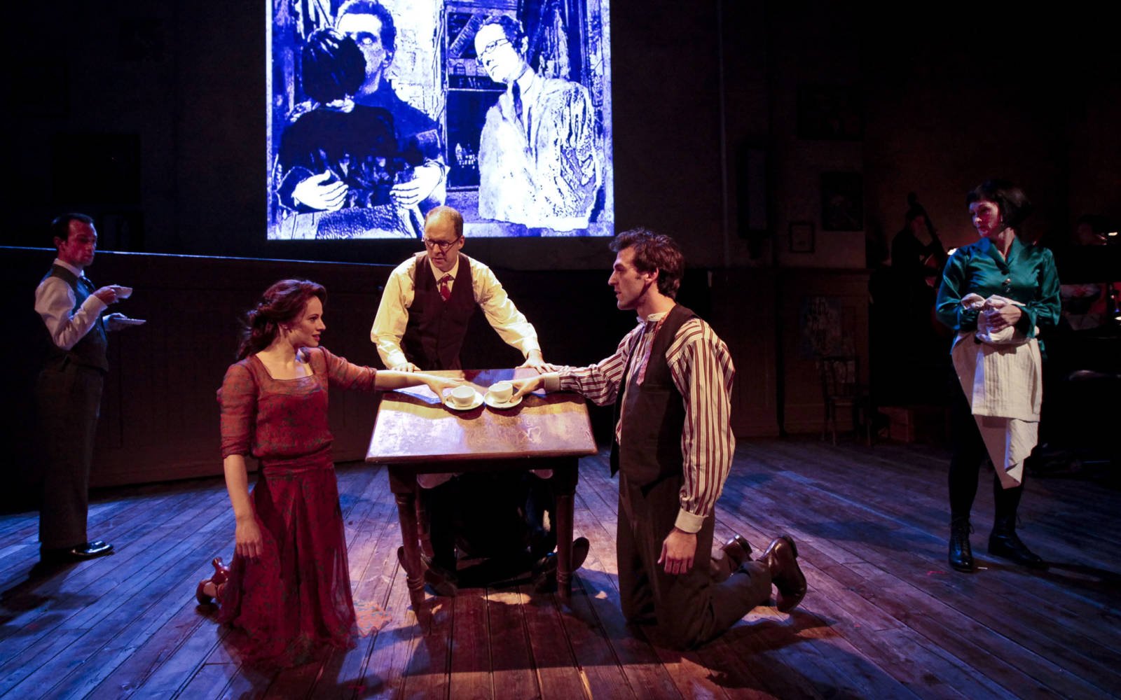 Conner Christiansen, Teal Wicks, Daniel Jenkins, Lucas Kavner, and Meghan McGeary in The Blue Flower.